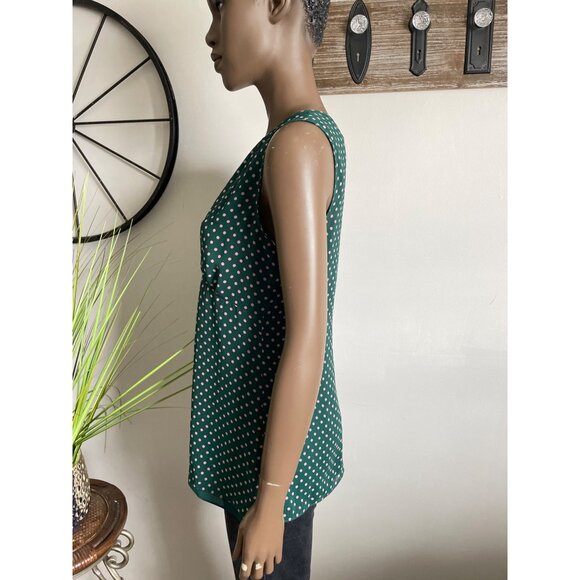 CABI Womens Green & Pink Polka Dot Sleeveless Blouse S Top - Picture 2 of 10